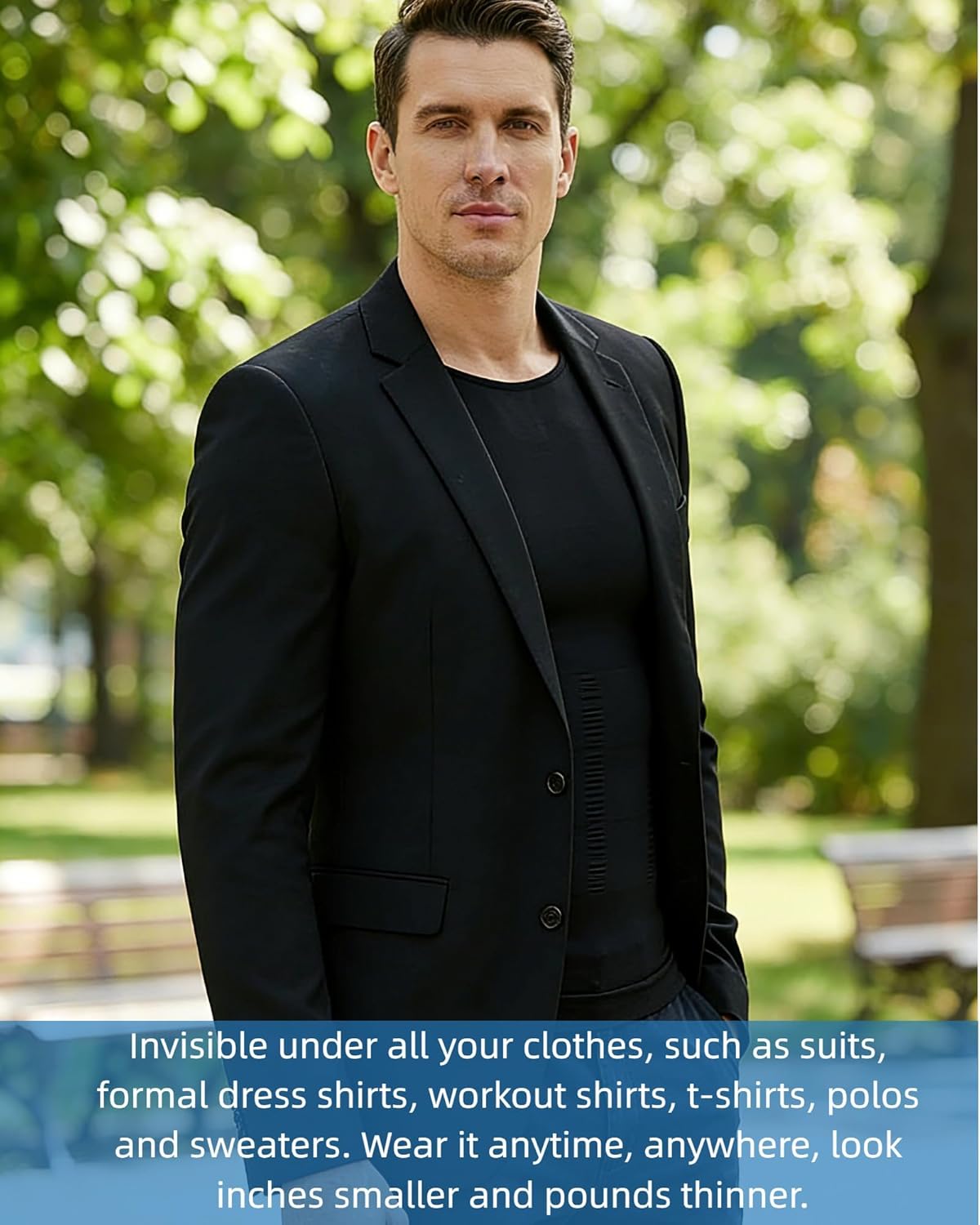 Men's Compression Shirt Undershirt Slimming Tank Top Workout Vest Abs Abdomen Slim Body Shaper - Image 4