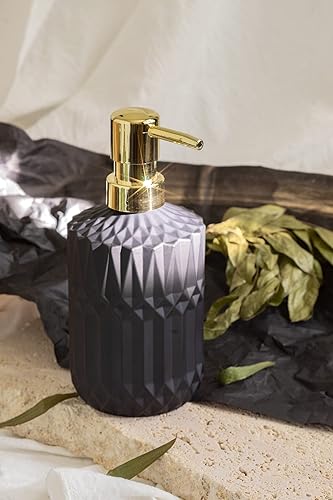 Vista 5 de EMPO Dispensador de jabón de vidrio negro mate con bomba de plástico ABS, dispensadores de loción para cocina, baño (negro)