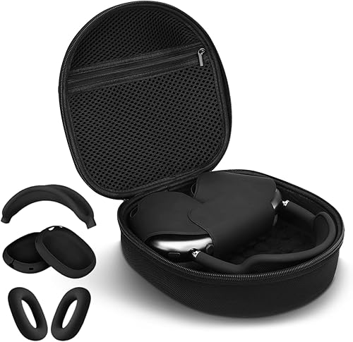 Miniatura 12 de Funda y estuche de silicona 3 en 1 para auriculares Apple Airpods Max, estuche duro para AirPods Max y funda para almohadillas Estuche y cubierta