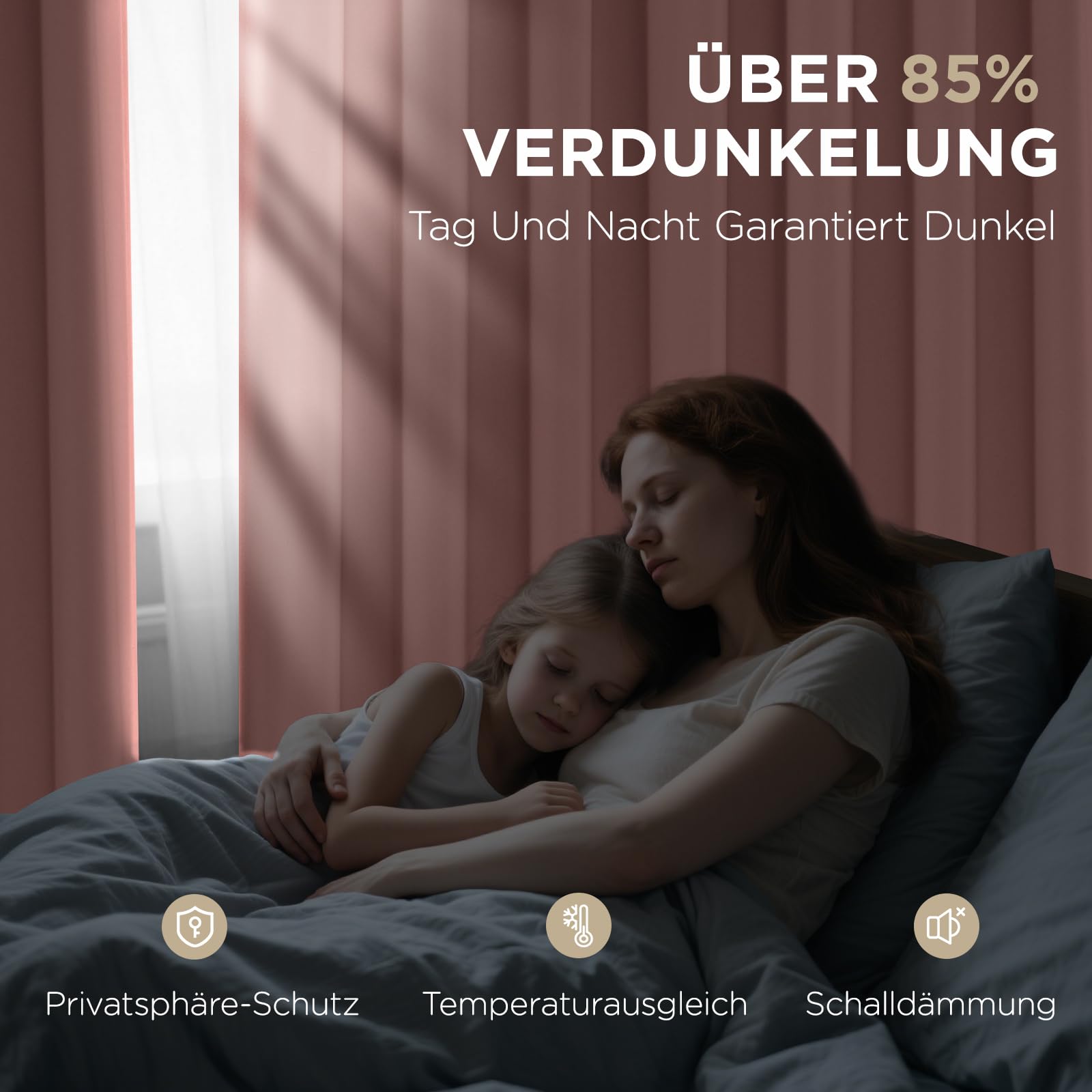 Joydeco Blickdichte Vorhänge mit Ösen Gardinen 2er Set – Bild 2