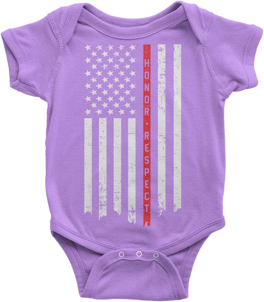 Threadrock Baby Honor & Respect Thin Red Line Flag Infant Bodysuit