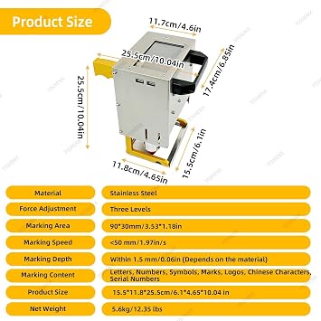 YISHENX Handheld Electric Engraving Machine, Portable Marking Device, 3.53 * 1.18in, Adjustable Depth 0~1.5mm, Ergonomic Handle, with Touch Screen, to Vin Codes, Serial Numbers, Logos, and Letters