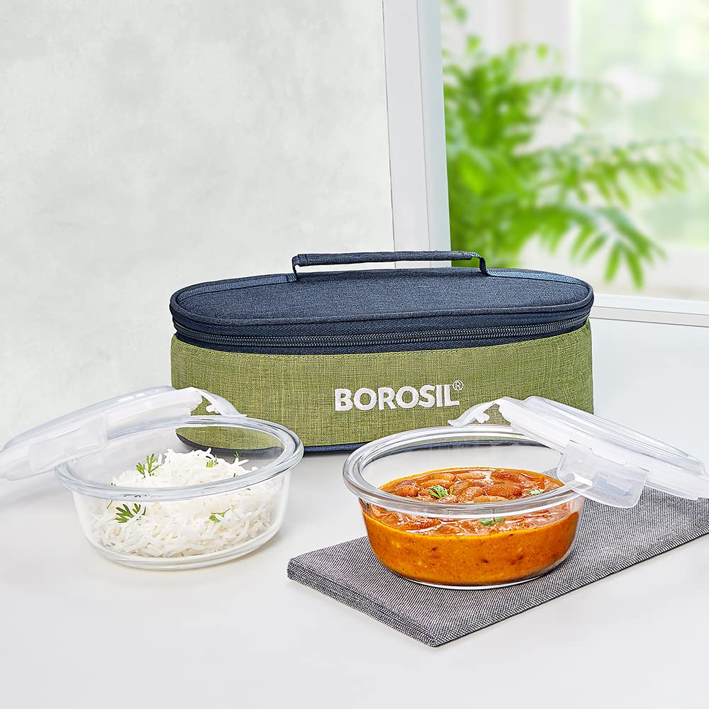 Buy Borosil Ace Borosilicate Glass Lunch Boxes Set of 2 (400 ml Each