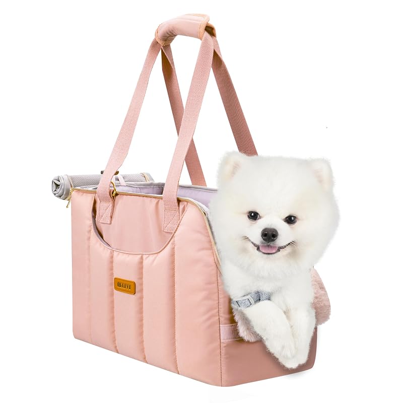 Bolsa de transporte para cães pequenos e gatos Becivi com alça transversal, base rígida e malha respirável Rosa até 5,4 kg
