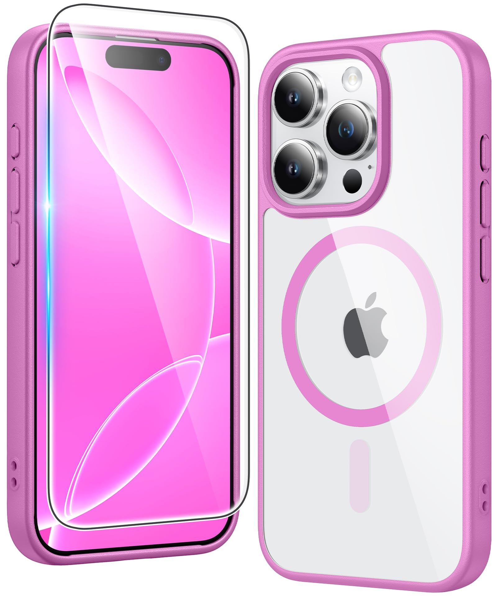 FNTCASE for iPhone 16 Pro-Max Case Compatible with Magsafe Clear Phonecase | Screen Protector, Military Grade Drop Protection, Slim Magnetic Phone Cases, Shockproof Bumper, Transparent Cell Cover