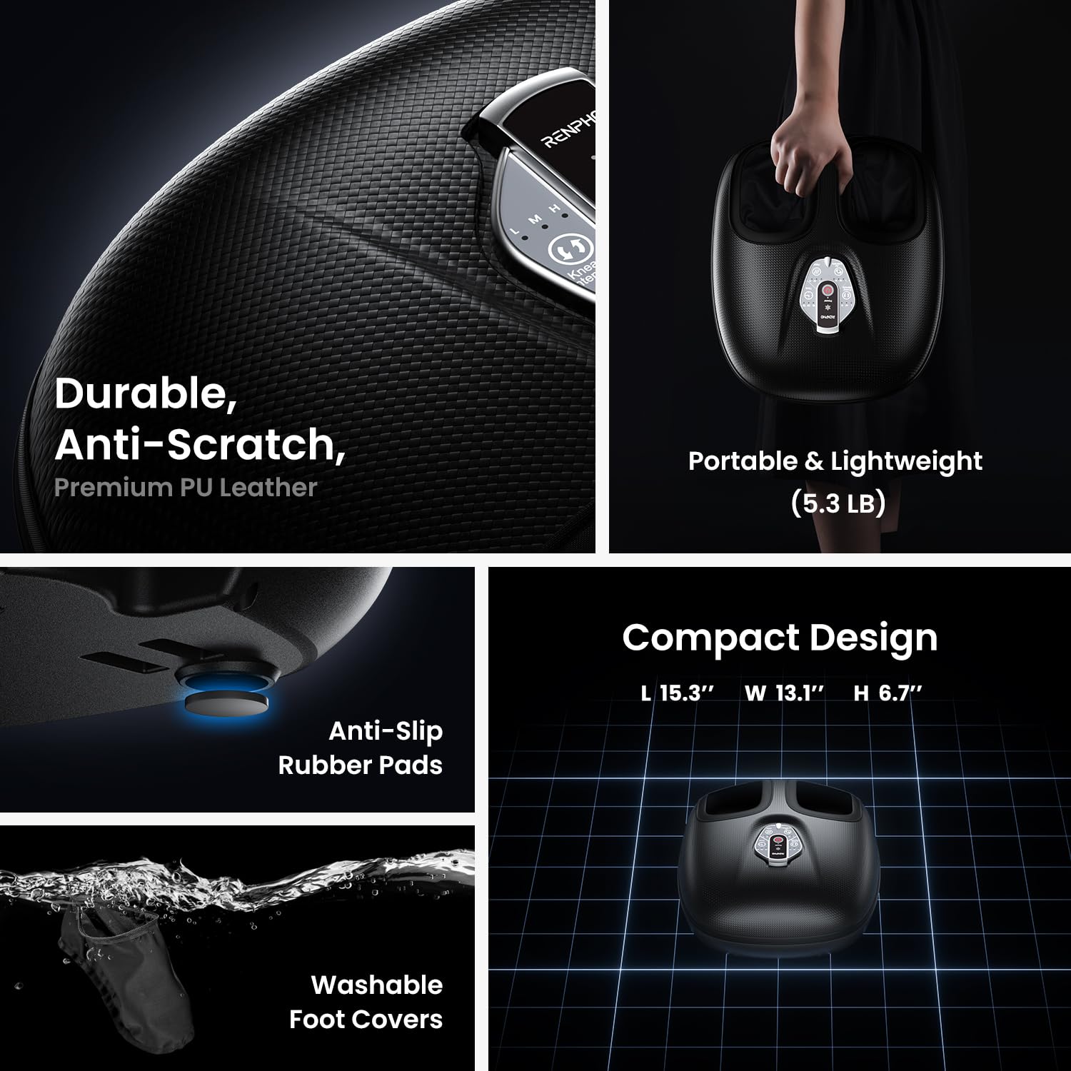 RENPHO Portable Foot Massager Machine with Heat for Plantar Fasciitis, Shiatsu Kneading, Compression, 3 Intensity Electric Feet Massager, Gifts for Men Women RENPHO Portable Foot Massager Machine with Heat for Plantar Fasciitis, Shiatsu Kneading, Compression, 3 Intensity Electric Feet Massager, Gifts for Men Women