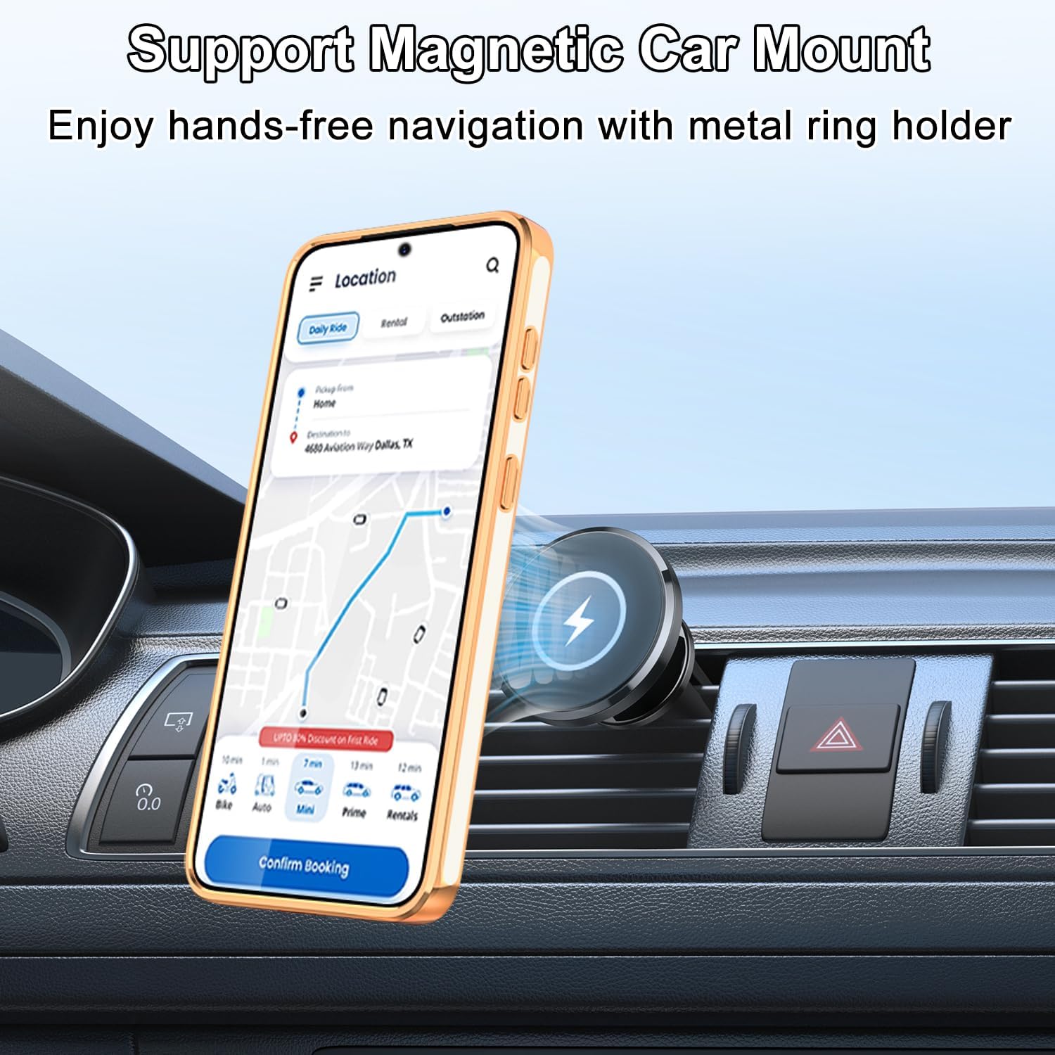 Tnarru Designed for Samsung Galaxy S23 Plus Case with Ring Stand, Support Magnetic Car Mount Rotating Finger Holder Soft TPU Cover Plating Edge Slim Phone Case for Galaxy S23+ Plus White - Image 4