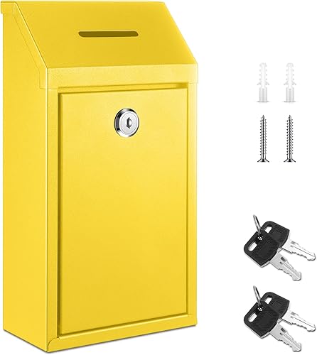 Miniatura 29 de Caja de Donación de Efectivo de Metal Caja de Sugerencias Segura con Candado Buzón Montado en la Pared Contenedor de Boletas de Entrega para Hogar