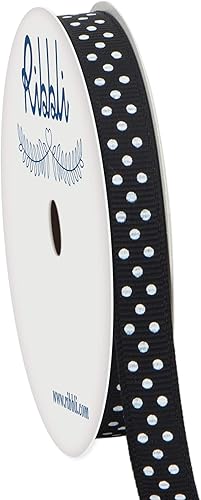 Miniatura 3 de Ribbli Cinta de grogrén para manualidades, 38 pulgadas, carrete de 10 yardas, morado con puntos blancos, uso para envolver regalos, decoración de