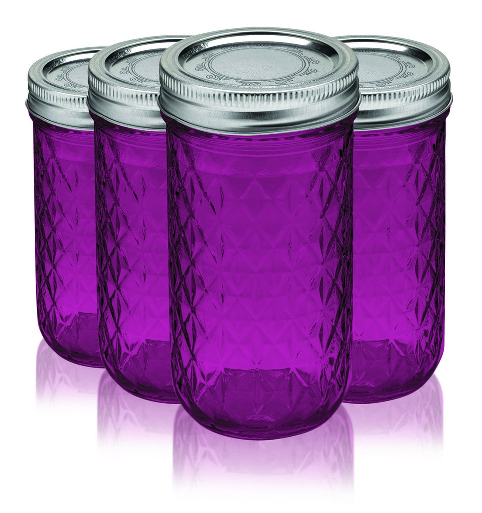 Buy Ball Jar Crystal Jelly Jars with Lids and Bands 12Oz Full Color