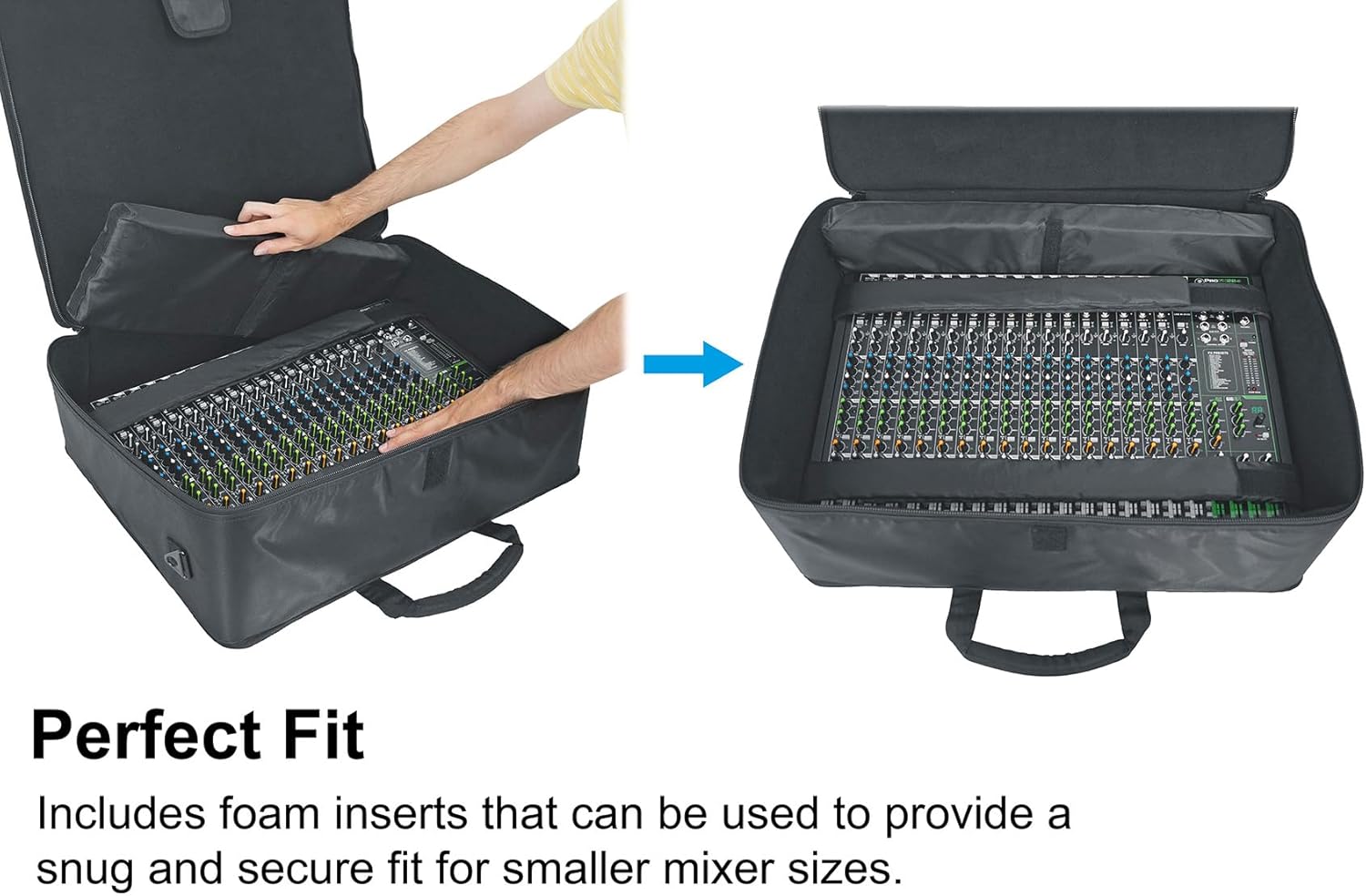 Rockville MBP2620 26"x20" Pro Mixer Bag, Rugged Design, Padded Dividers, Water Resistant, Comfort Straps, Perfect for Mixers and DJ Equipment