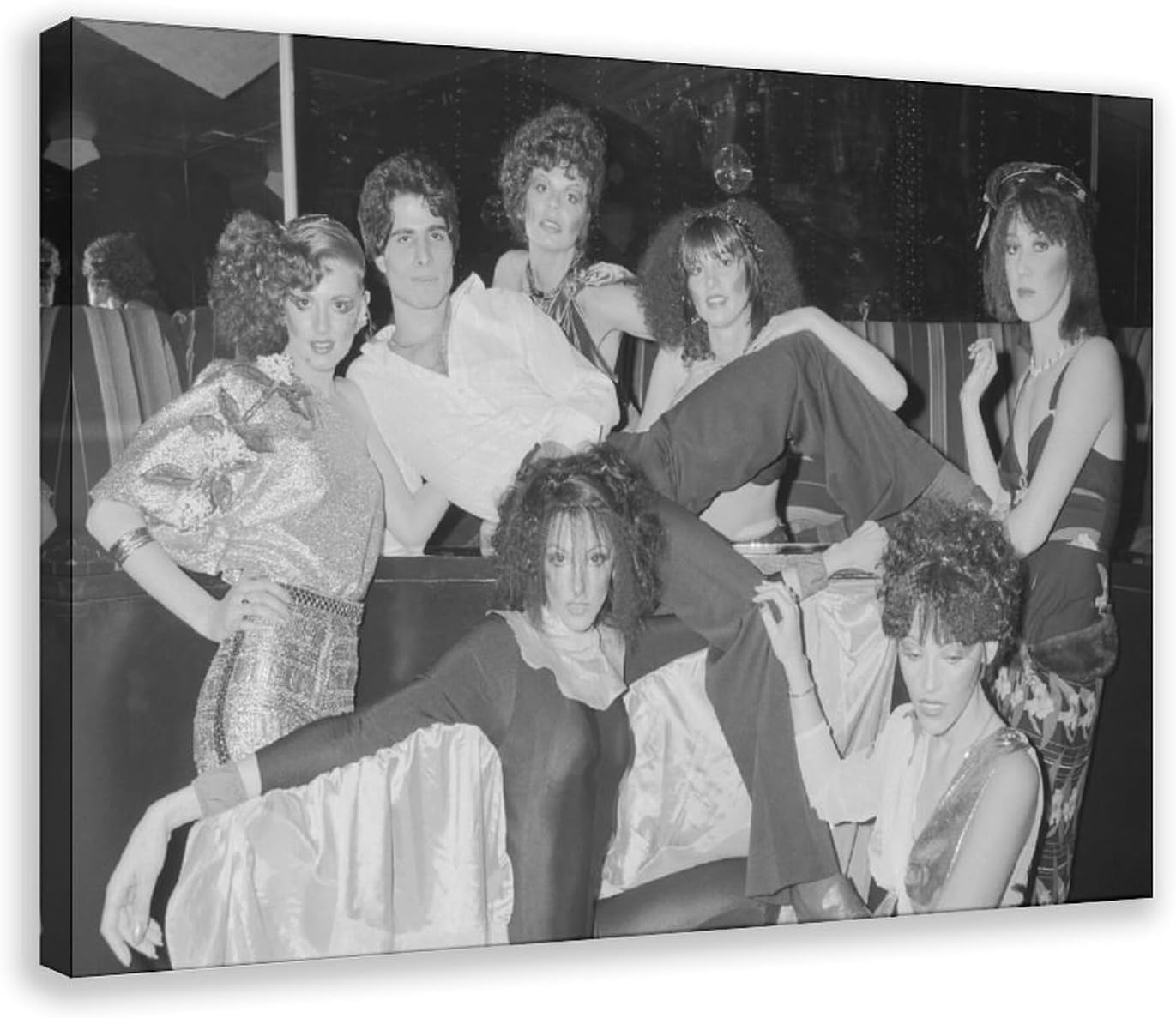 TONITOTA John-Travolta Lookalike Posing with Models Canvas Art Poster | Retro Historical Black And White Photos | Wall Art Picture Prints | Frame 20x30inch