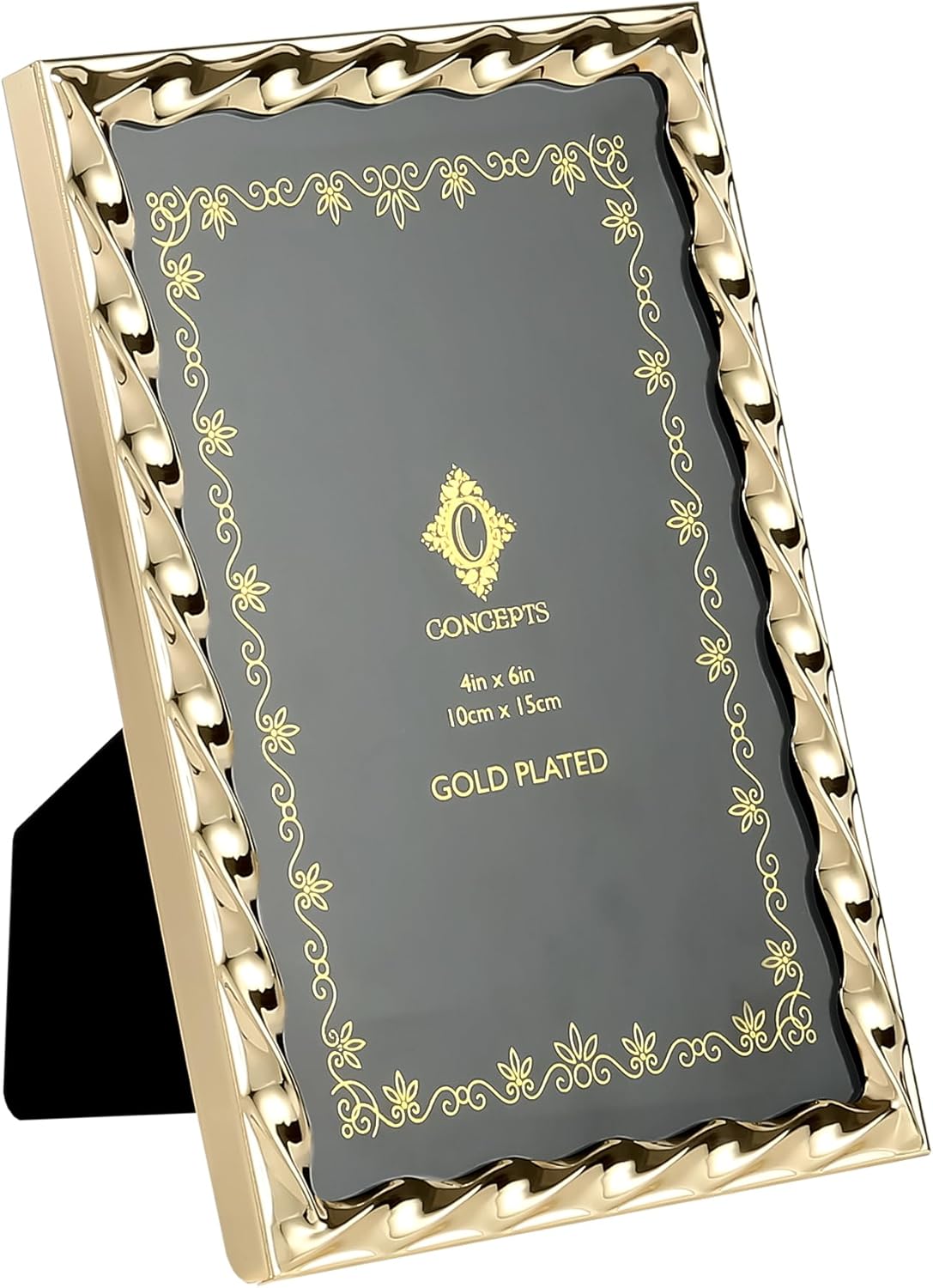 Concepts Set Of 6-4x6 Gold Twist Textured Metal Picture Frames for Family Photos - Elegant Wallhung and Tabletop Decor in Bulk