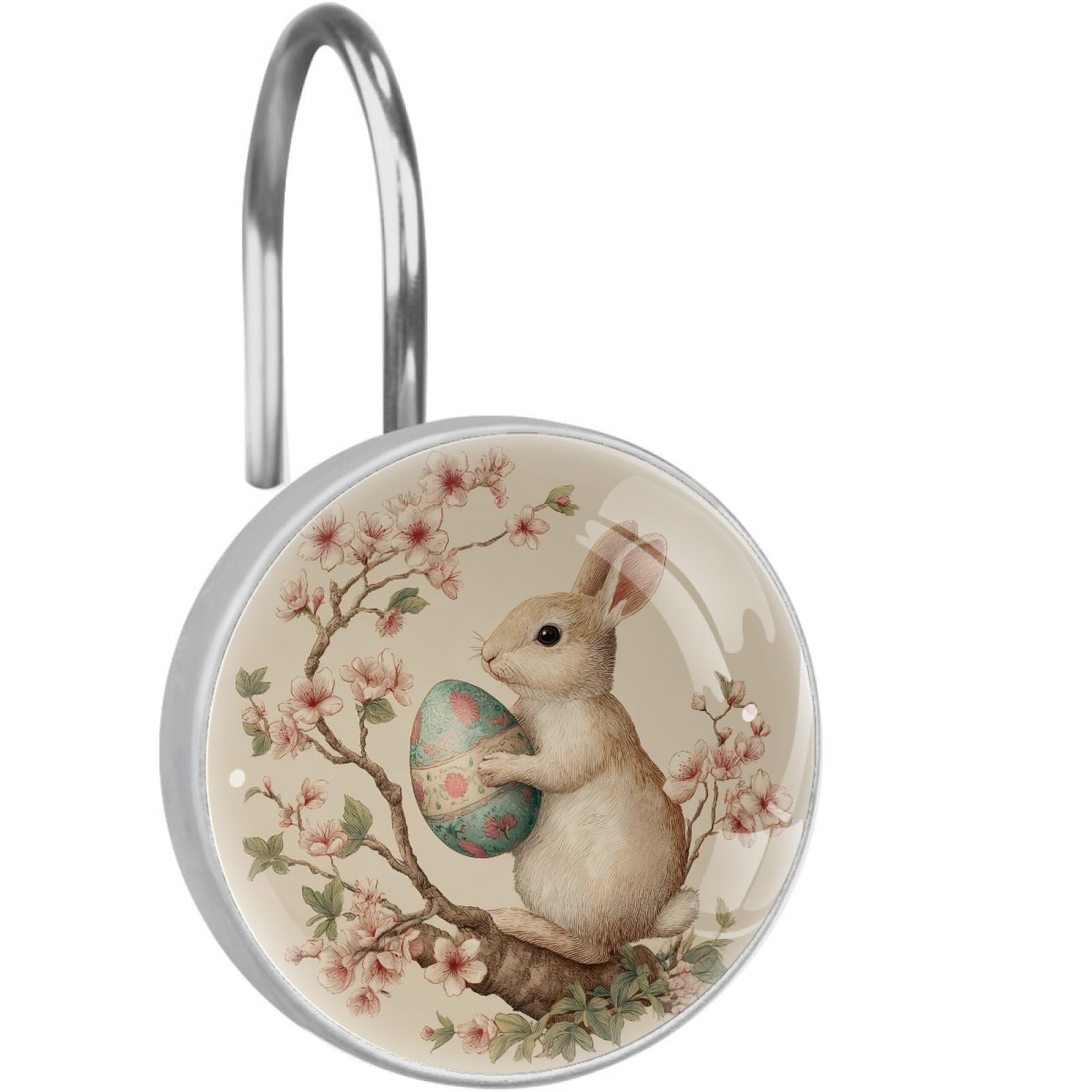 VAPOKF Shower Curtain Hooks, 12PCS Bunny Cherry Blossom Shower Curtain Hook for Bathroom Decors Home Bedroom