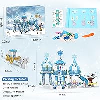 Vista 7 de Dream Girls - Bloques de construcción de castillo de princesa, juguetes de construcción de castillo de hielo para niñas, palacio de hielo con 2
