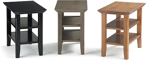 Miniatura 28 de Mesa auxiliar Acadian de Simpli Home, Madera Negro -,Marrón castaño,Azul costero envejecido,Distressed Grey,Casa de campo café,casa de campo