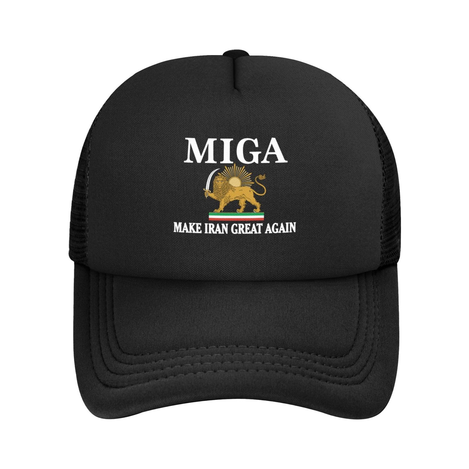 DJNGN Make Iran Great Again Hat Miga Trucker Hat Mesh Cap Hat for Men Women Black P25