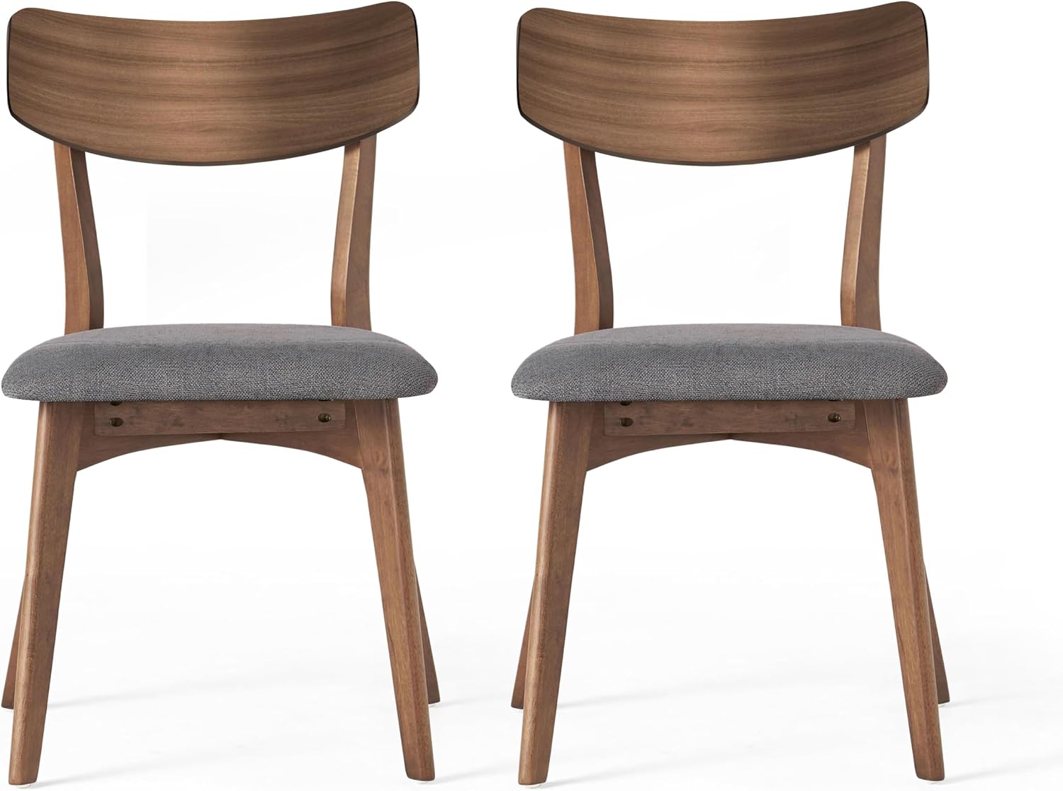 Christopher Knight Home Wood Dining Chair Set of 2, Wooden Accent Chair Dining Kitchen, Mid Century Modern Chairs with Upholstered Cushion for Living Room, Dark Gray