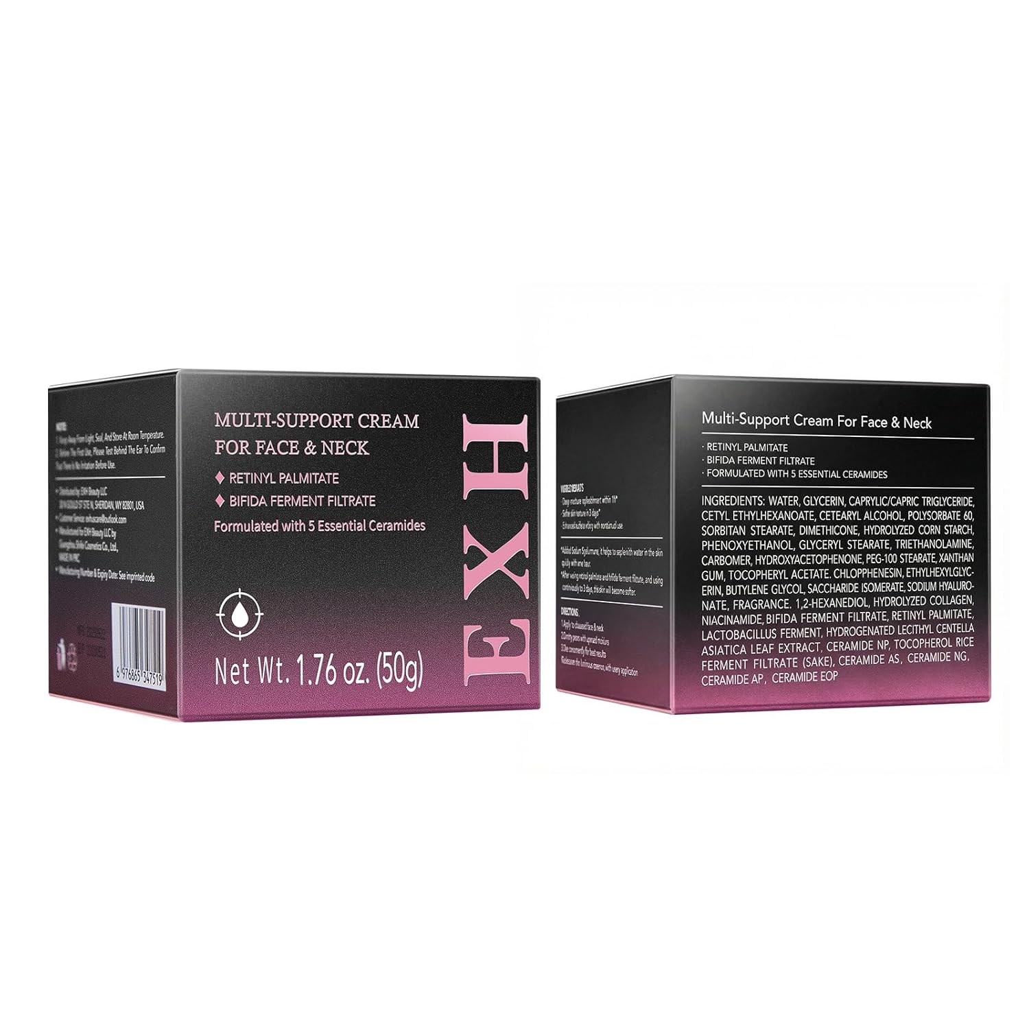 EXH Anti-Wrinkle Face Moisturizer Anti-aging Cream, Firming and Hydrating Skin with Retinol Collagen 5 Ceramides & Bifida, Reduces Fine Lines, 1.76 Fl Oz - Image 8