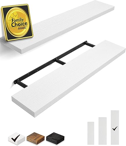 Miniatura 15 de BAYKA Estantes flotantes, 36 pulgadas de largo, estantes de madera rústica montados en la pared para baño, dormitorio, sala de estar, cocina, B.