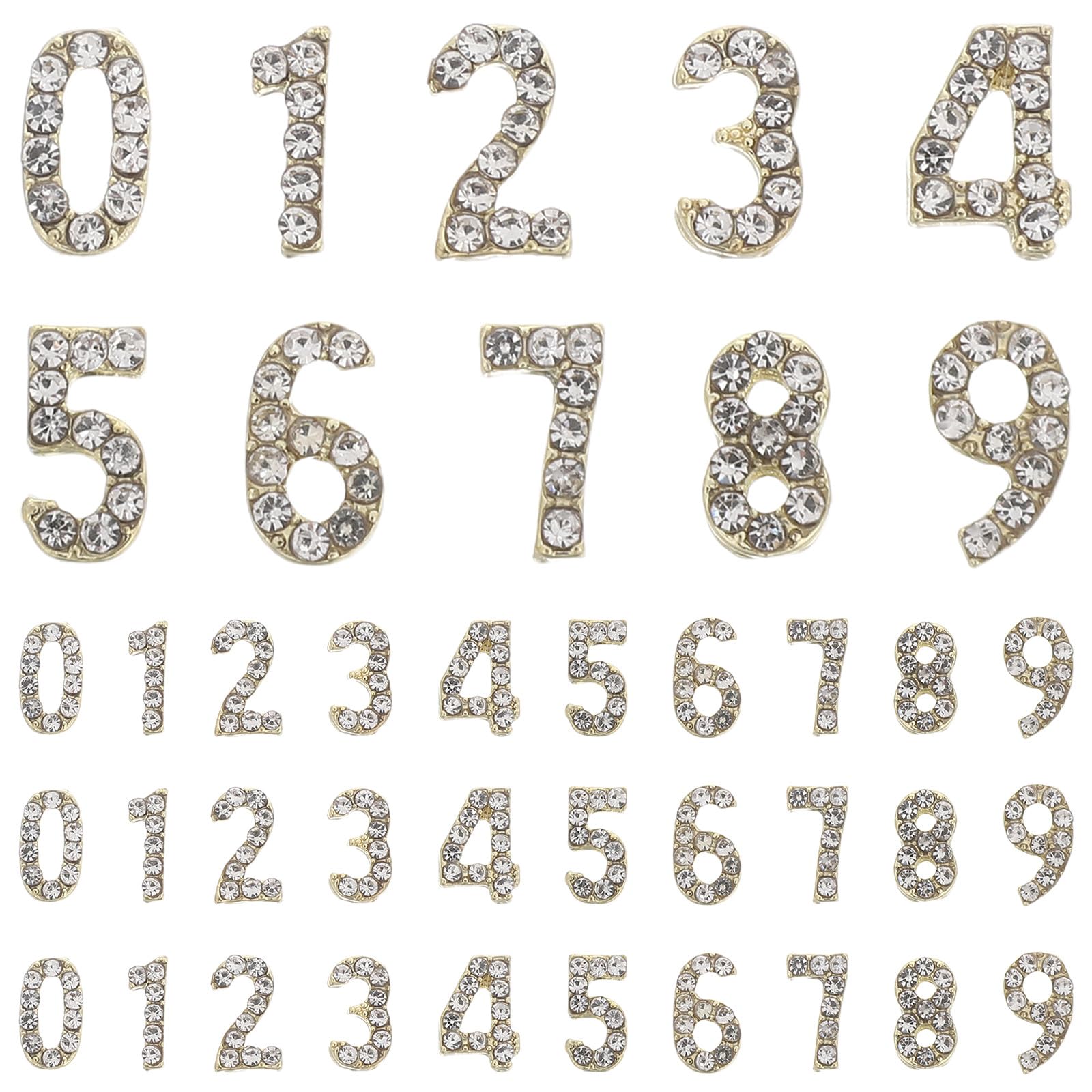 Healeved 100 pezzi di ciondoli per unghie con numeri: accessori per ciondoli per unghie con numeri in strass - abbellimenti per gioielli con retro piatto - gioielli per manicure