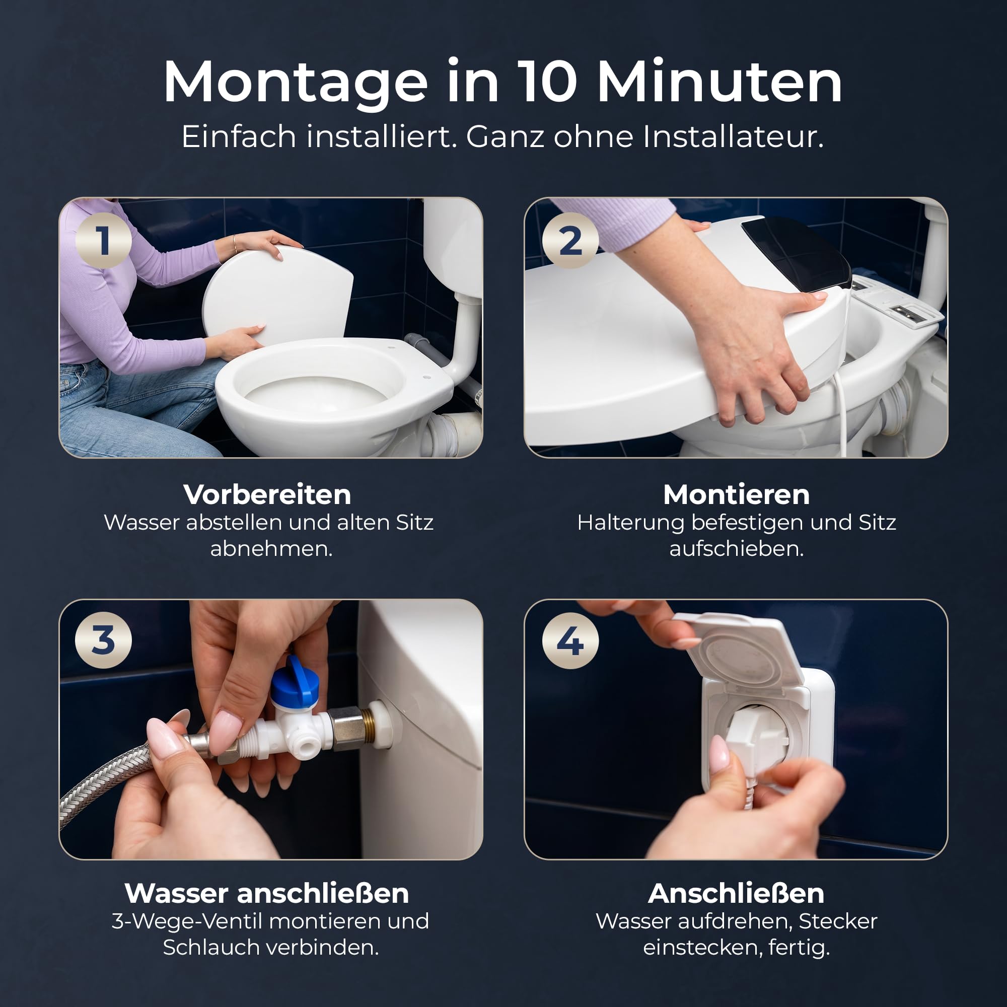 Dusch WC Aufsatz, Japanische Toilette, Bidet Toilettensitz, Bidet Toilet Seat, WC mit Duschfunktion, Beheizbarer Toilettensitz, mit Warmem Wasser und Trocknung