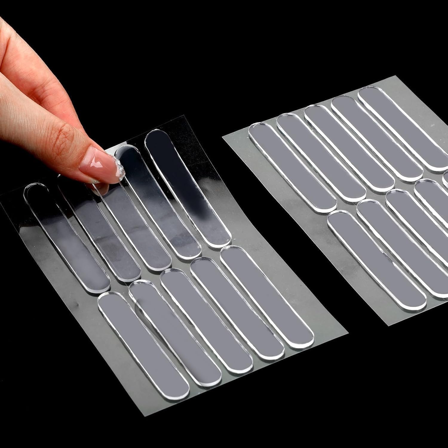 Self Adhesive Rubber Bumper:2.75 * 0.4 * 0.1Inch(L*W*T) 20Pcs,Cuttable Soft Cabinet Door Bumpers Clear, Door Slam Stopper and Preventer,Glass Table Top Anti Slip Pads.