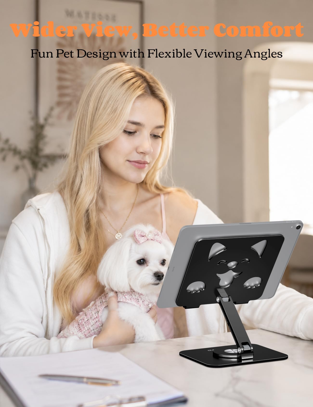 Aoviho Supporto per tablet per iPad con base girevole a 360° - Supporto per tablet regolabile in alluminio per scrivania, supporto per iPad Pro/Air/Mini, Samsung Galaxy, Kindle, dispositivi da 4