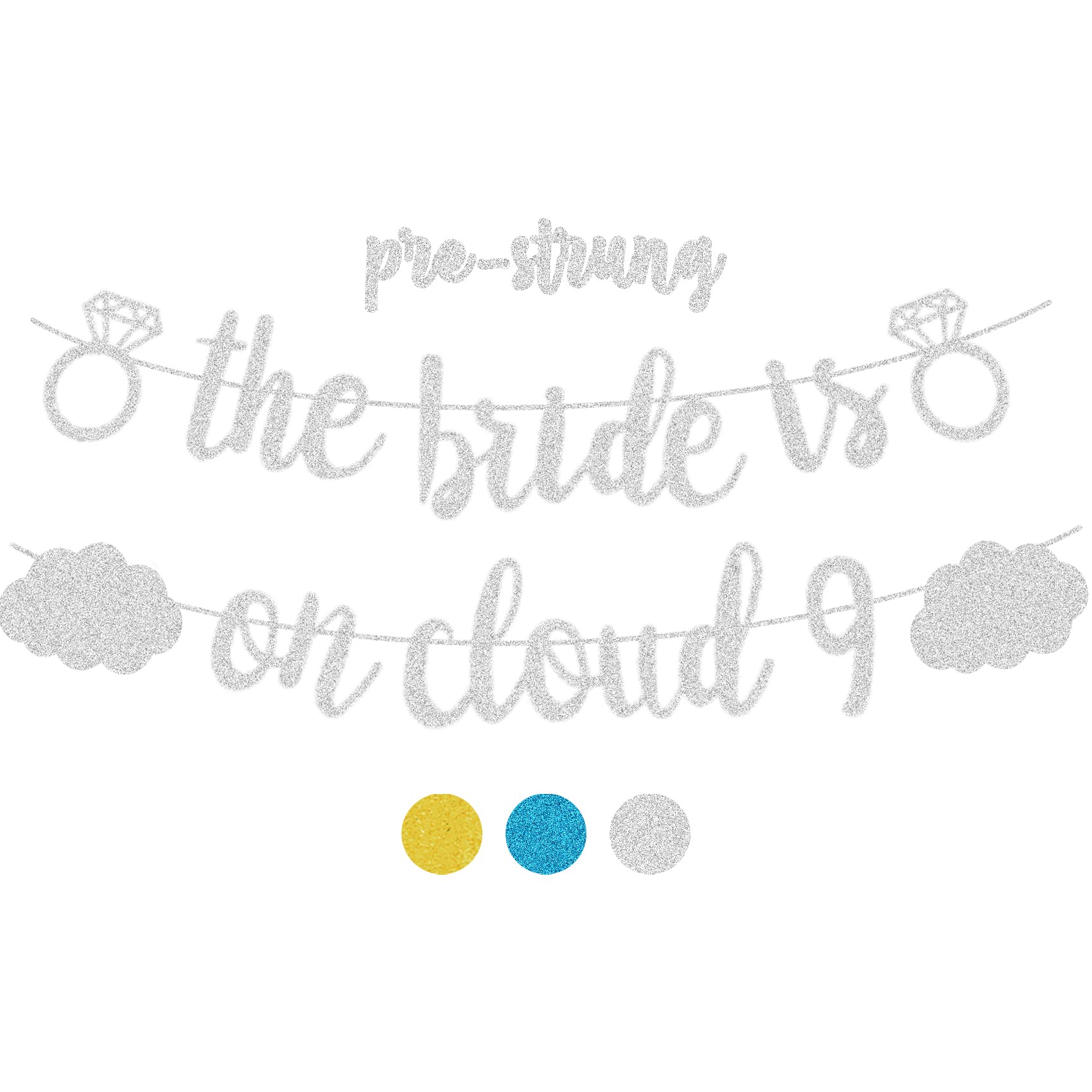 Bachelorette Party Banner, The Bride is On Cloud 9 Banner, Bride Sign Gifts Miss to Mrs. Engaged Party Favor Supplies, Gold Sliver Blue Engagement