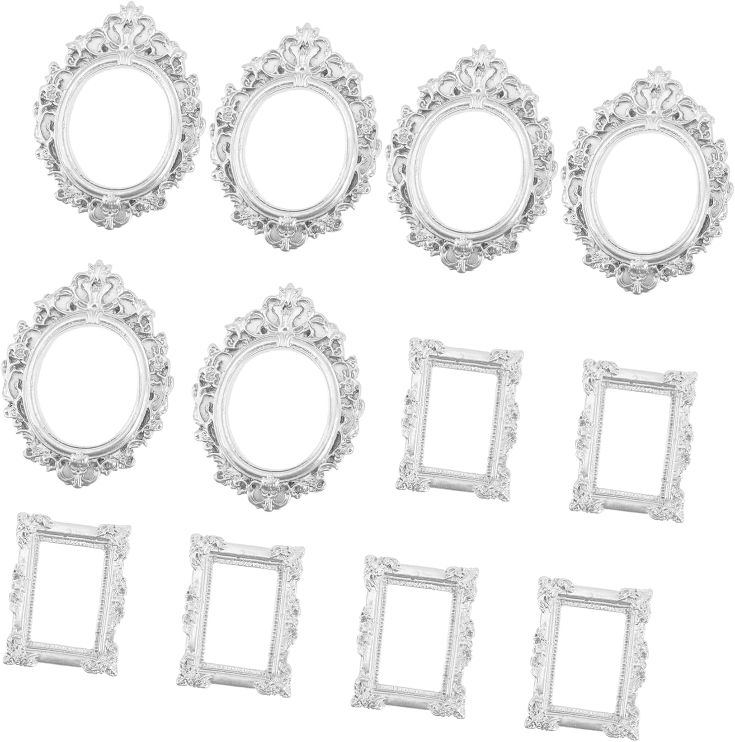 PRETYZOOM 12pcs Mini Frames Old DIY Miniature Hotel Home Rustic Poster Textured Oval