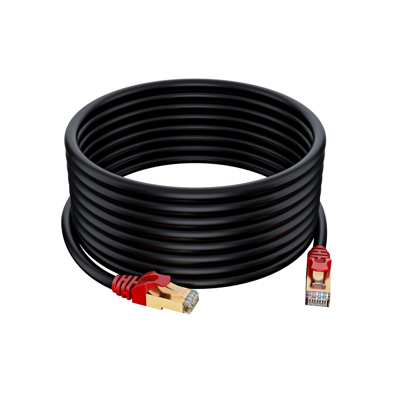 Maximm Cat7 Heavy Duty Outdoor Cable - Black - Zero Lag Pure Copper, Waterproof Ethernet Cable Suitable for Direct Burial Installations. (75 Feet)