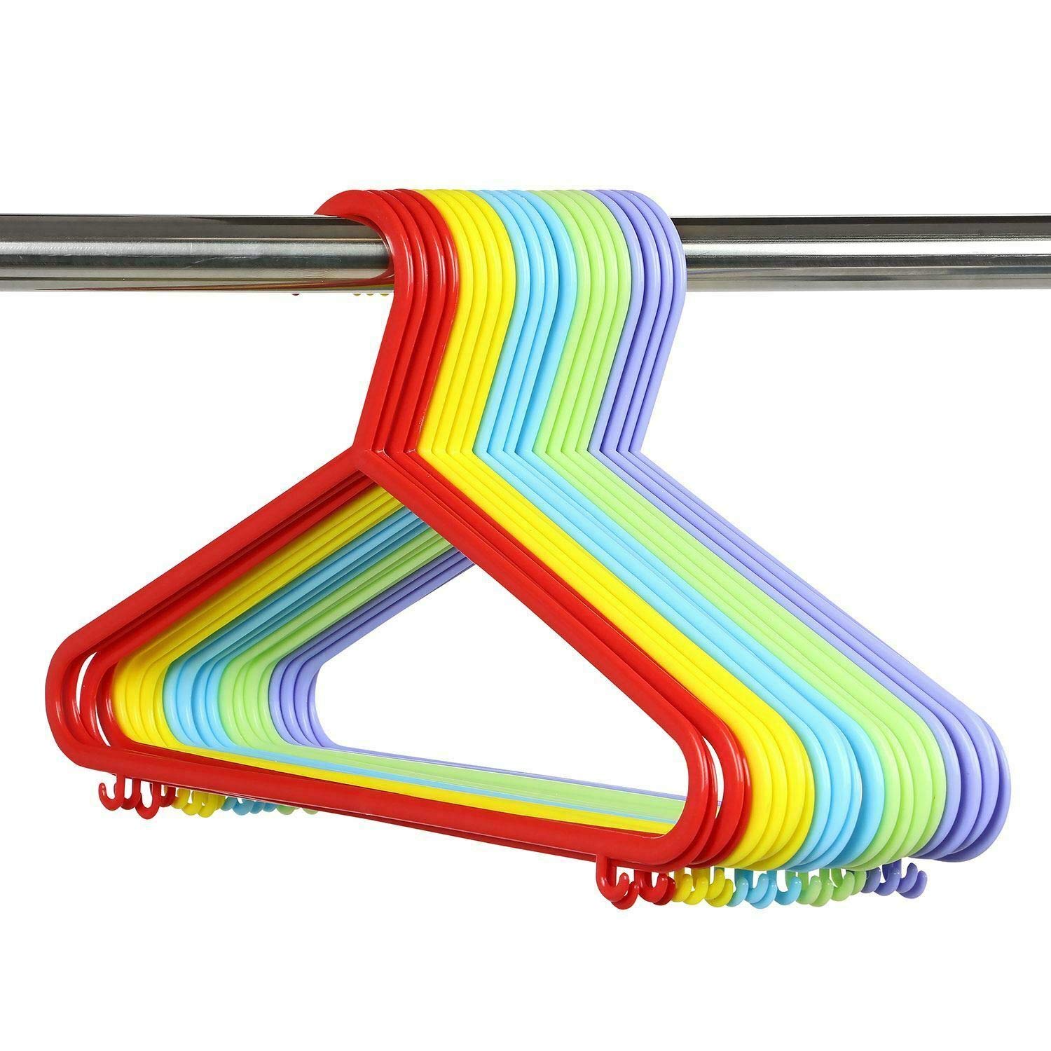 SmashingDealsDirect Children's Kids Strong Plastic Clothes Hanger Coat Dress Skirt Garment Wardrobe Hangers Child Baby Clothes Hanger (Rainbow, 10)