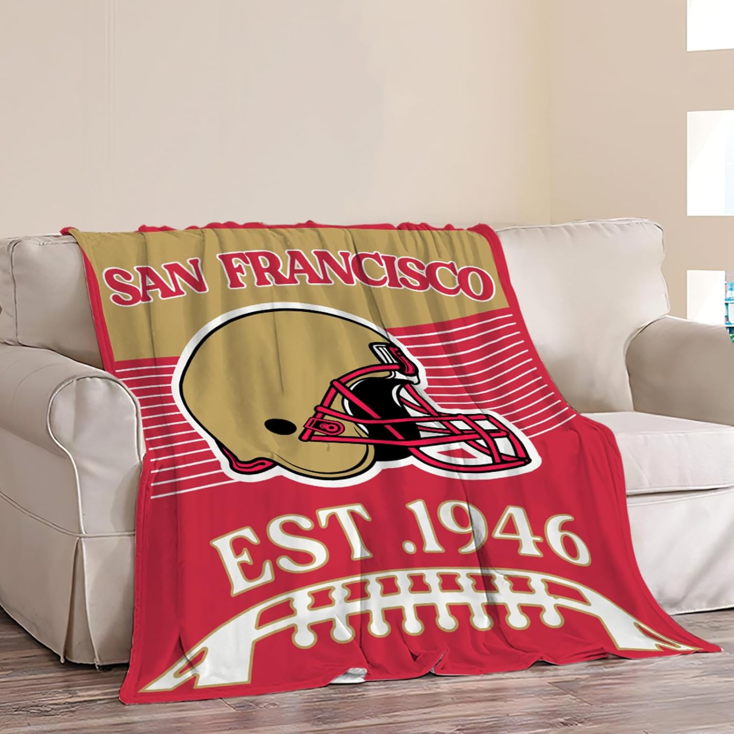 American Football Throw Blanket Football Sports Flannel Blankets Gifts for Stuff Decor Fleece Plush Bedding for Men Women Fans Team 50"x60"