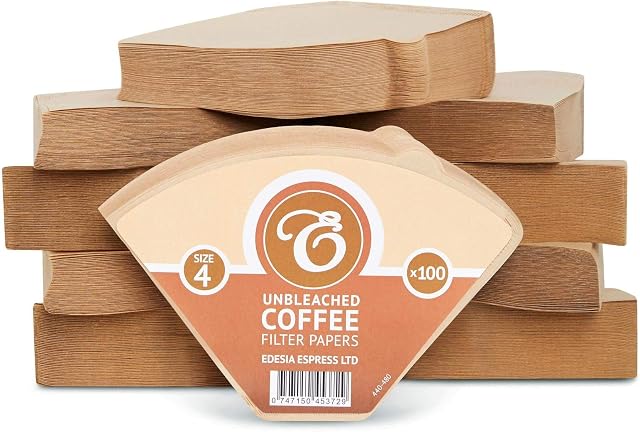 1000 Size 4 Coffee Filter Paper Cones, Unbleached by EDESIA ESPRESS