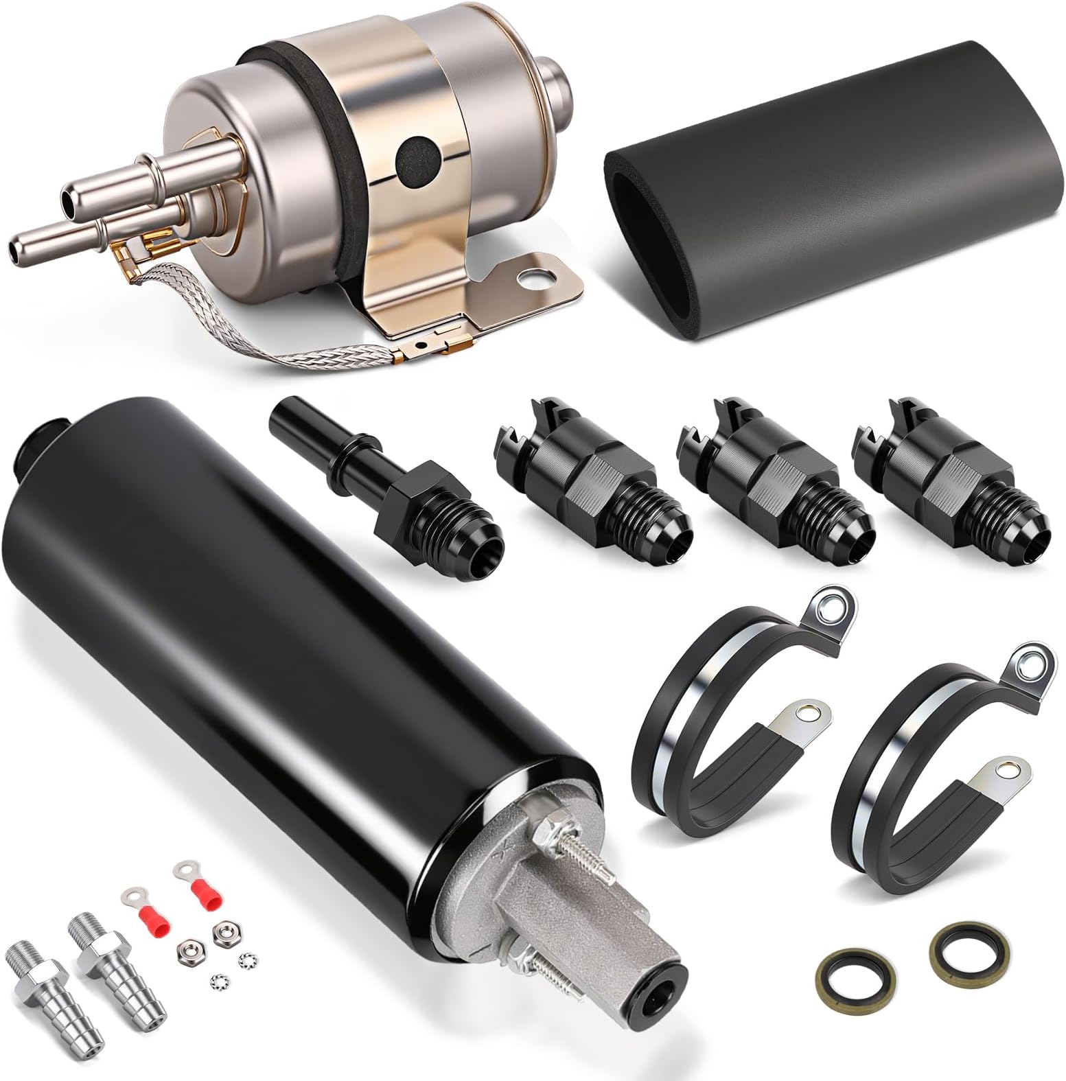 GSL392 Inline Fuel Pump & 58 PSI Fuel Filter Regulator 58 PSI LS Swap Fuel Pump EFI Conversion Fuel Filter Pressure Regulator 255LPH High Pressure External Pump 6AN Fittings 400-939 GSL392-400-939