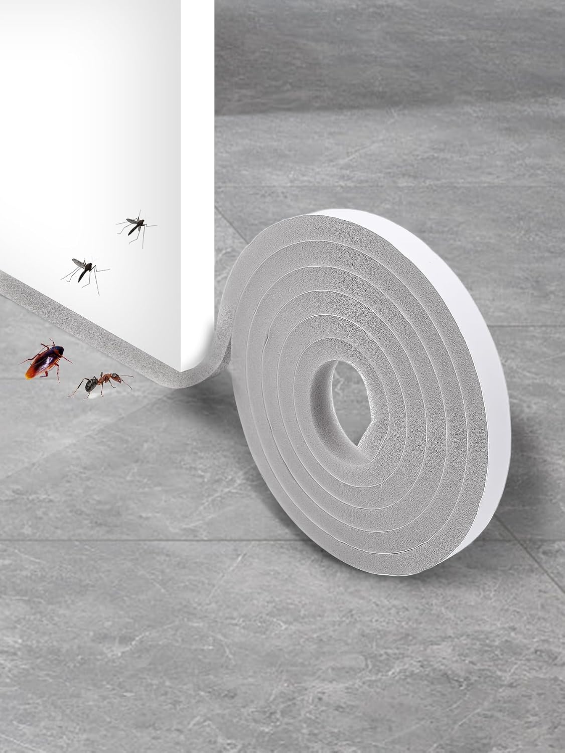 Self-Adhesive Sponge Seal Cuttable Waterproof Soundproof Seal Door Frame Cabinet Wear Protection Tool，1.5cm Width，1 Roll