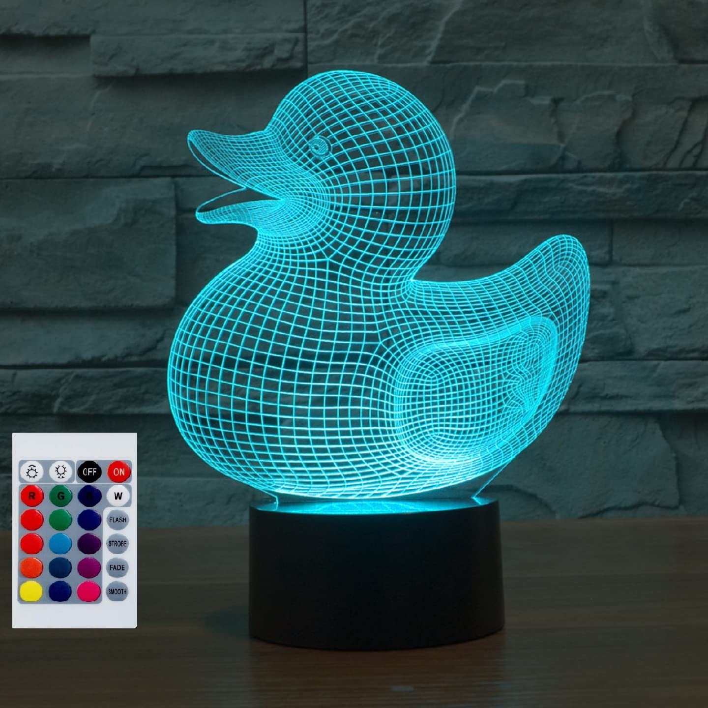 SUPERHONGJIHAO Night Light for Kids 3D Duck Led Lamp with Remote Control 16 Color Changing Xmas Birthday Gift for Child