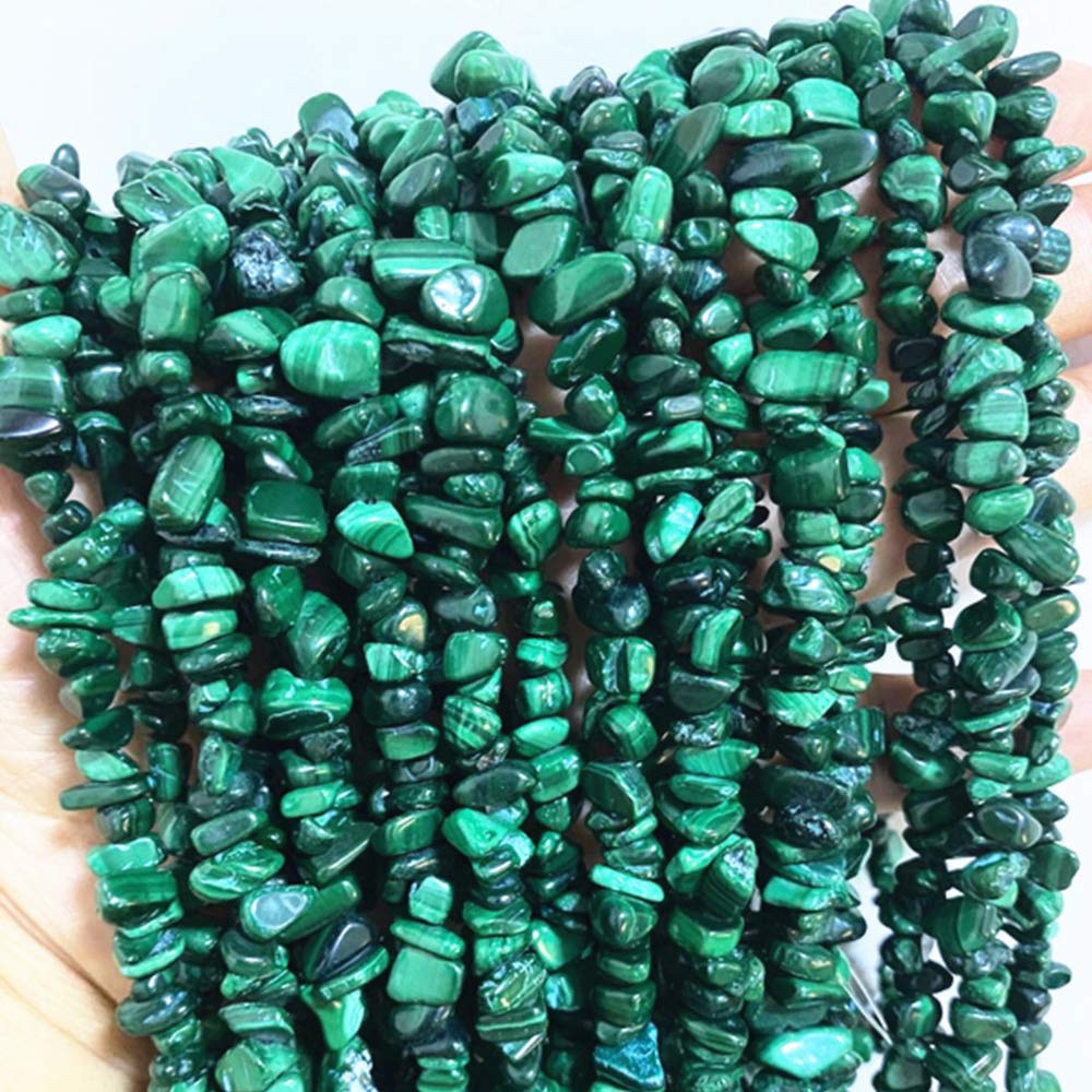 PLTbeads Gemstone Chips Natural Malachite 3-5mm Healing Crystals Waist Bracelets Necklace Kit Irregular Stone DIY Crafts Design Jewelry Making Approxi