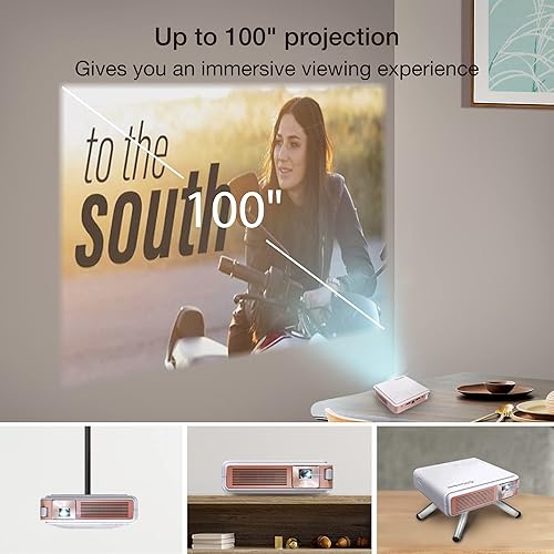 Miniatura 5 de Proyector portátil actualizado 2024, proyector de película recargable EZCast J4 - Batería y altavoz integrados - Proyector Pico 1080P, proyector de