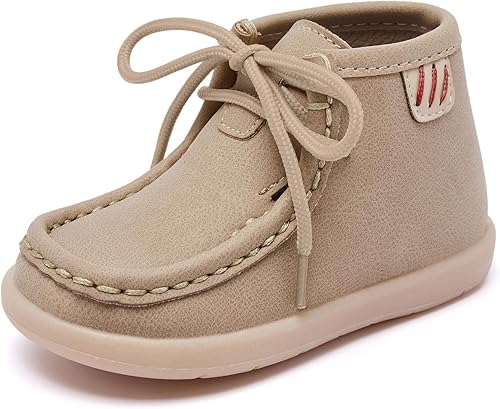 MORENDL Botas para bebé niño y niña, zapatos de vestir antideslizantes con cordones