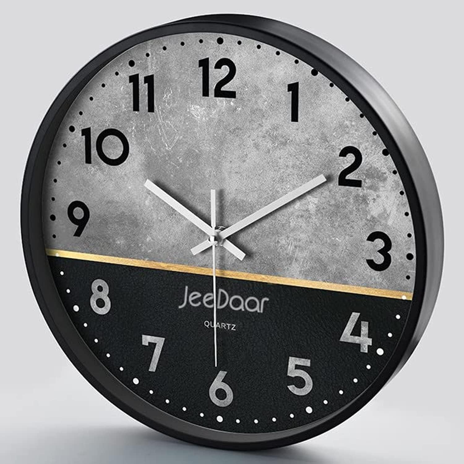 JeeDaar Decorative Modern Wall Clock with Aluminum Frame, 30cm (Black Metal)