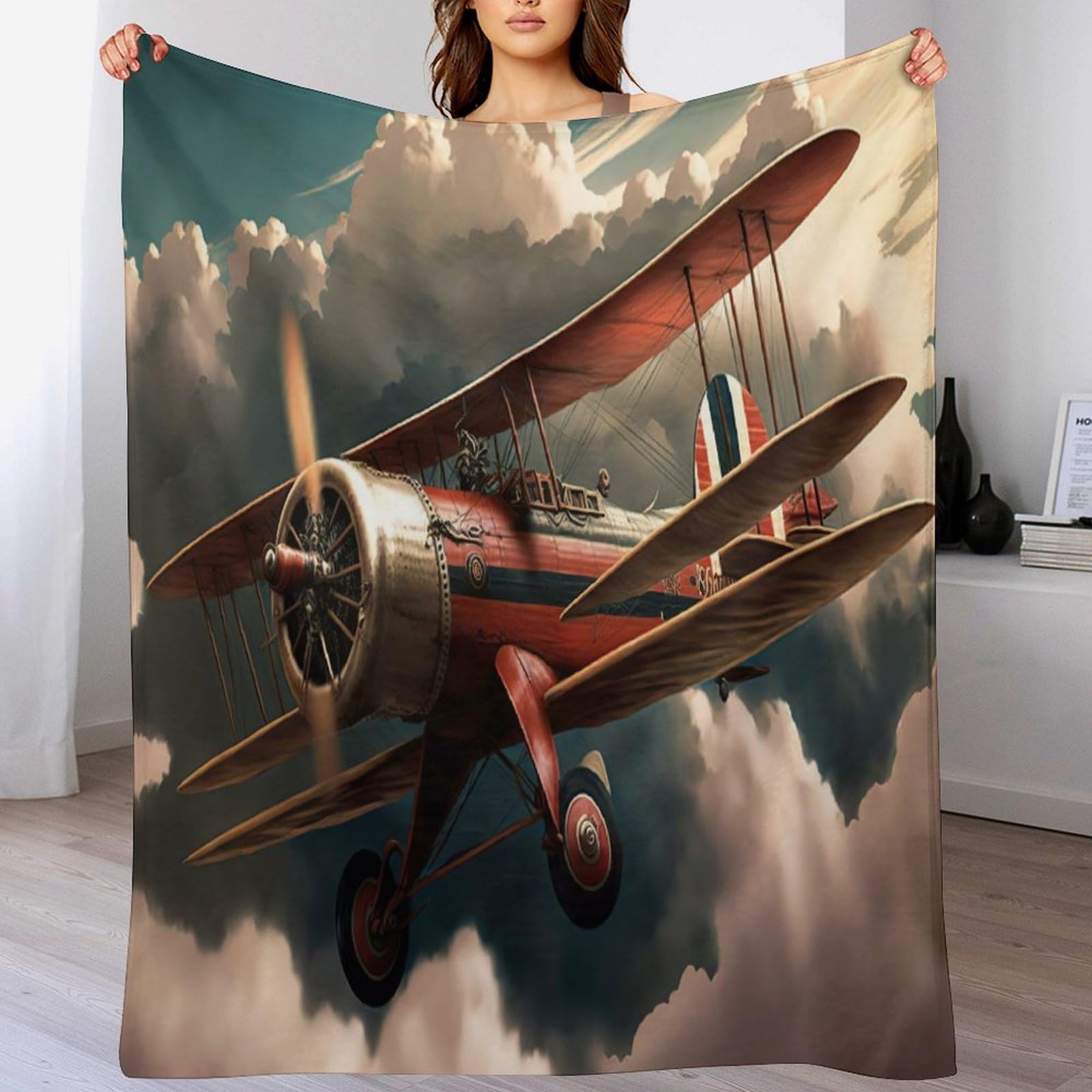 Couverture avion douce anti-froid en flanelle 130x180cm idéale sur le canapé ou au lit