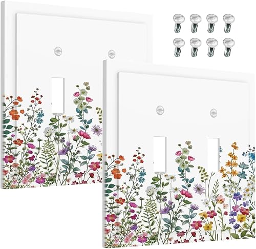 WMHUSU Decorative Light Switch Plate Covers Rustic Colorful Wildflower Weeds Boh
