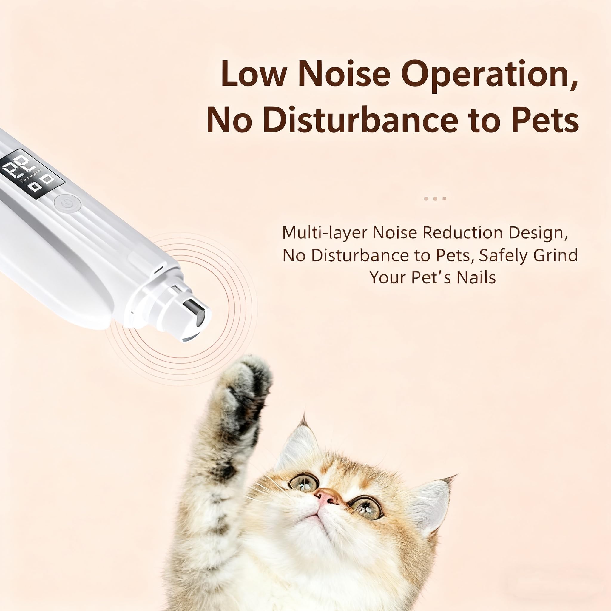 2-in-1 Dog Nail Clippers & Cat Nail Clipper with 2 LED Lights, USB Rechargeable with Smart Power Display, Low Noise Grooming Tool for Small, Medium, and Large Dog & Cat Nail Trimmer(White) - image 4