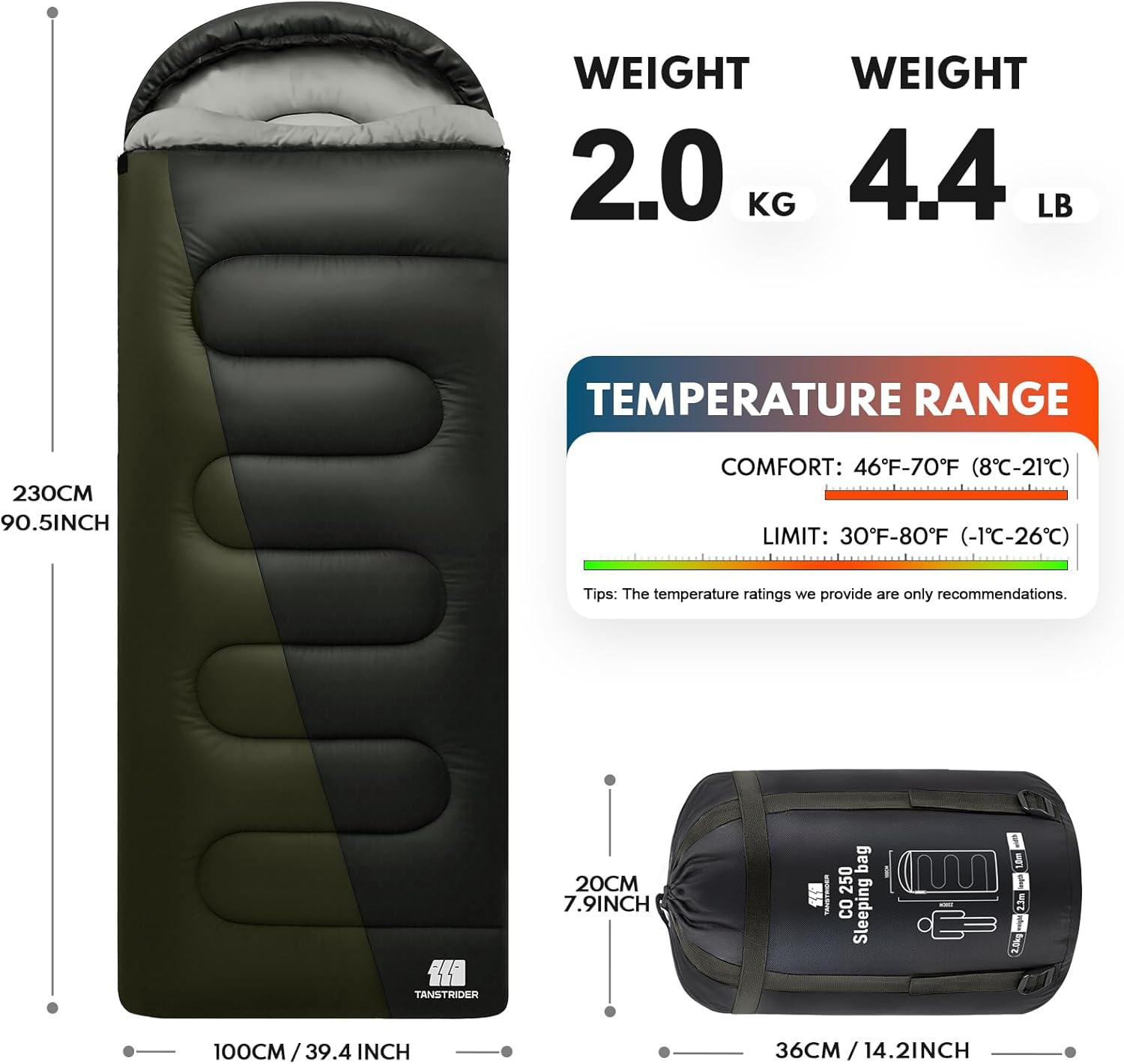 XXL Winter Sleeping Bags for Adults Cold Weather,Camping Sleeping Bag for Kids with Compression Sack,4 Season Camping Essentials Gear for Hiking,Traveling,Outdoor,Backpacking,Climbing - Image 2