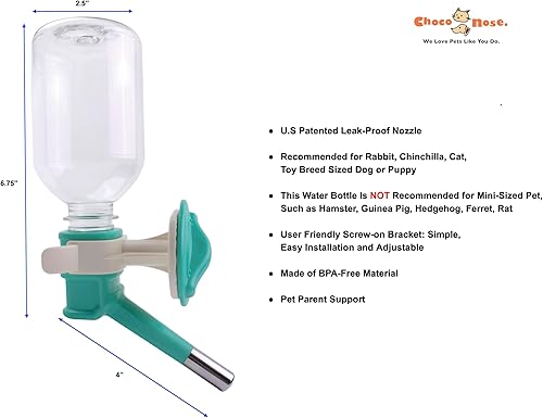 Miniatura 10 de Choco Nose Botella de agua patentada de viaje sin goteo, alimentador y plato de comida desmontable para perroscachorrosgatosconejos y otros animales