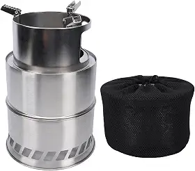 Matybobe Fogão de Acampamento [marca] Fogão a Lenha de Mochila Acampamento Dobrável Aço Inoxidável Grande Ramo Portátil Queimador álcool Com Fogueira Dobrável (01E a Lenha Grande)