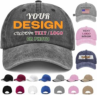 Custom Hat Design Your Own, Personalized Washed Vintage Trucker Hats for Men Women, Custom Logo/Text/Image Sandwich Hats