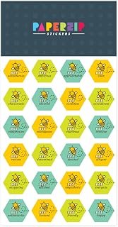 PAPERZIP - Bee Happy and Other Positive Characteristics – 48 Stickers for Kids, Teachers, Parents