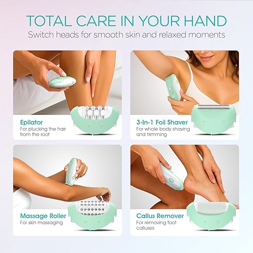 Miniatura 6 de Depiladora para mujer, depiladora inalámbrica para mujeres, depiladora eléctrica 4 en 1, 2 velocidades y 21 pinzas para cara, piernas, brazos,